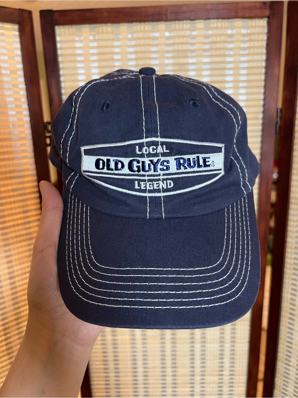 Vintage Old Guys Rule "Local Legend" Navy Blue Graphic Dad Hat Cap (NWOT) 👴🏼